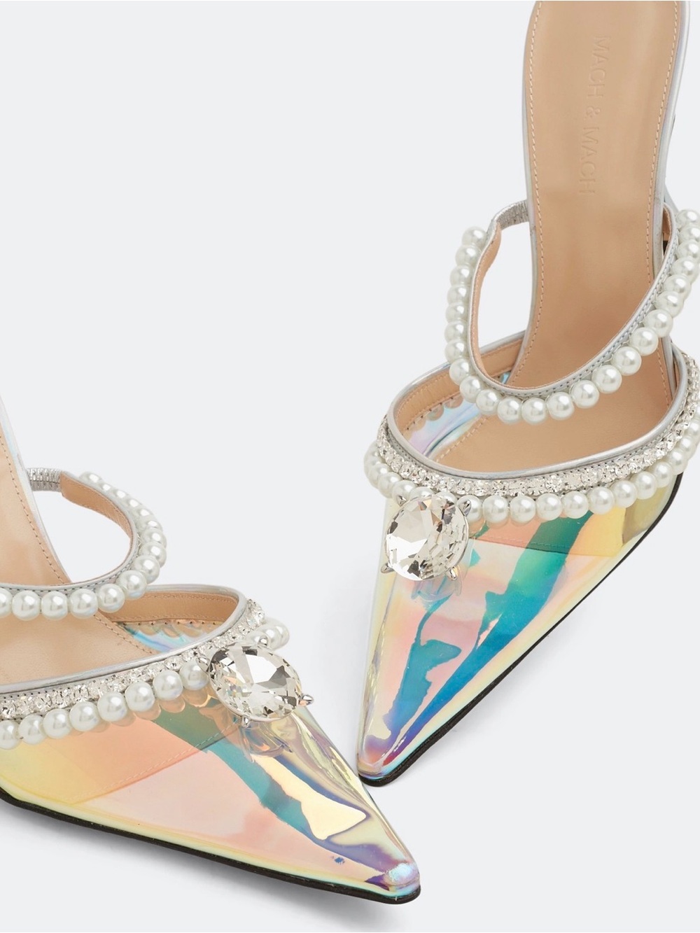 MACH & MACH Diamond & Pearls Iridescent Mules | EU 39